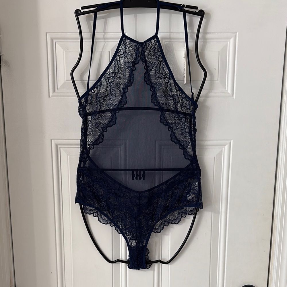 NWT 2 Lingerie Bodysuits 1 Navy Blue Lace, 1 Red Lace, SIZE XL